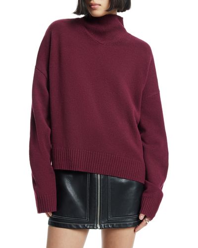 AllSaints A Star Funnel Neck Sweater - Red