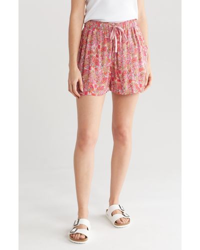 Lucky Brand Floral Pull-on Shorts - Red