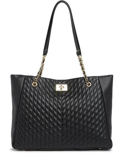 Karl Lagerfeld Agyness Quilted Leather Tote Bag - Black
