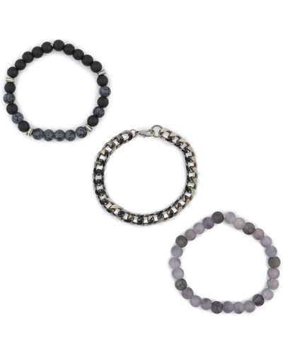 AREA STARS Set Of Three Bead & Curb Link Bracelets - Metallic