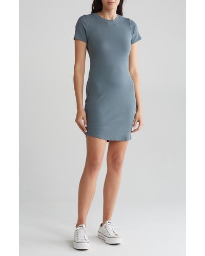 Melrose and Market Short Sleeve Crewneck Mini Dress - Blue