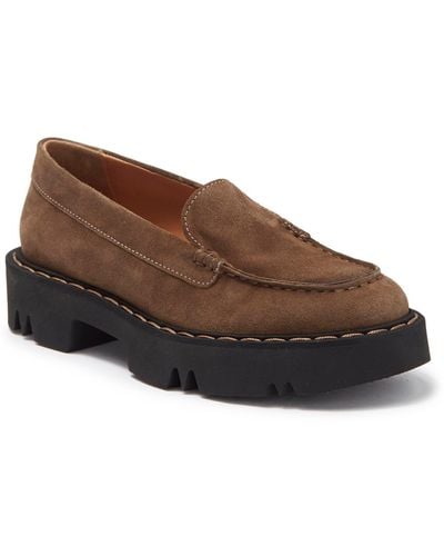 Aquatalia Honora Suede Loafer In Taupe At Nordstrom Rack - Gray
