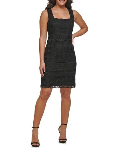 Kensie Sleeveless Lace Sheath Dress - Black