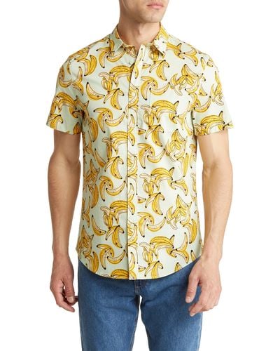 Abound Banana Print Short Sleeve Button-up Poplin Shirt - Multicolor