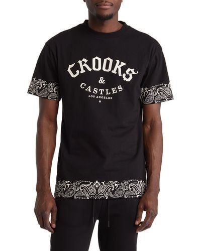 Crooks and Castles Paisley Knives Embroidery T-shirt - Black