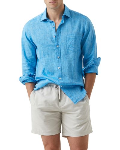 Rodd & Gunn Seaford Linen Button-up Shirt - Blue