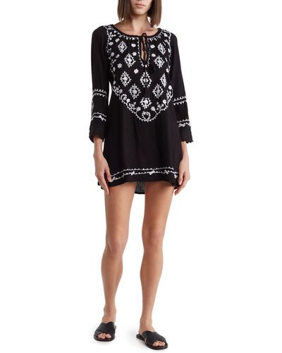 Boho Me Embroidered Sequin Cover-up Tunic - Black