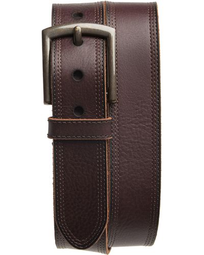 Frye 38mm Triple Stitch Leather Strap Belt - Brown