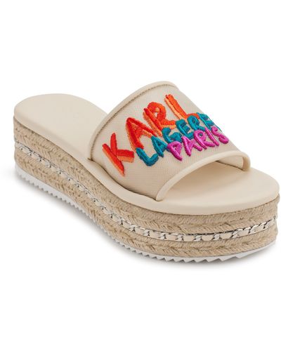 Karl Lagerfeld Kamara Embroidered Platform Slide Sandal - Multicolor