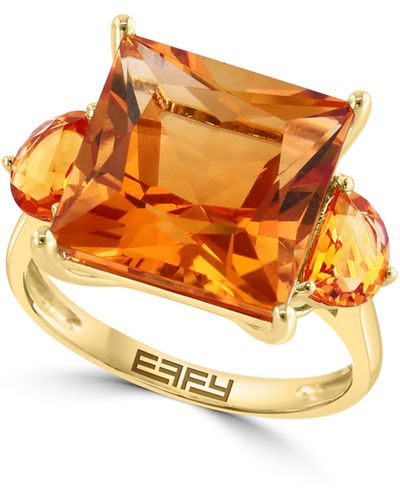 Effy 14k Yellow Gold Citrine 3-stone Ring - Orange
