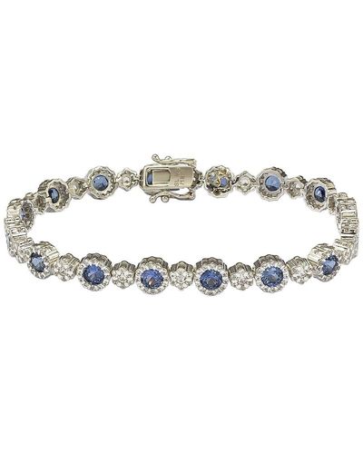 Suzy Levian Sterling Silver Sapphire Filigree Diamond Accent Bracelet - Blue