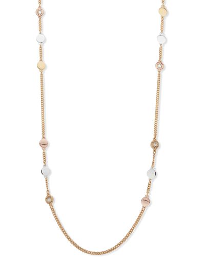 DKNY Tri-tone Station Chain Necklace - White