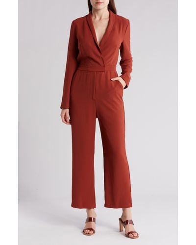 Lulus Refined Energy Shaw Collar Jumpsuit - Red