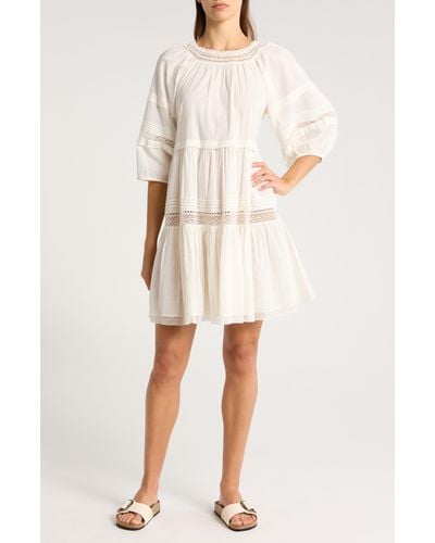 The Great The Short Nightingale Long Sleeve Dress - Natural