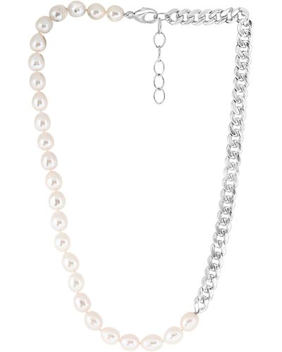 Effy Sterling Silver 8-9mm Freshwater Pearl Curb Chain Necklace - White