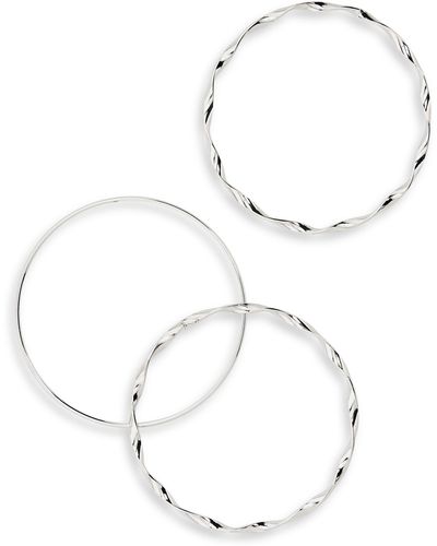 Nordstrom Set Of 3 Twisted Bangle Bracelets - White