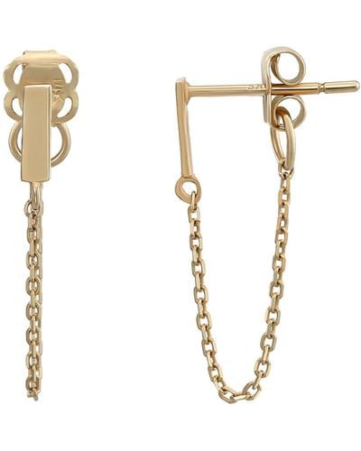 CANDELA JEWELRY 14k Gold Bar & Chain Hoop Earrings - White