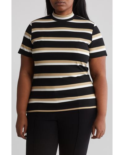 Sanctuary Essential Stripe Mock Neck T-shirt - Black