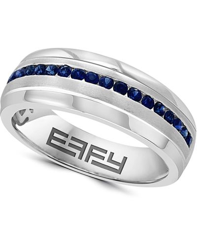 Effy 14k White Gold Channel Set Sapphire Band Ring - Blue
