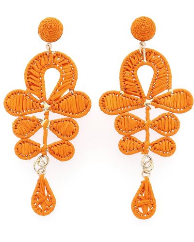 Panacea Raffia Drop Earrings - Orange