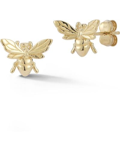 Ember Fine Jewelry 14k Yellow Gold Bee Stud Earrings - Metallic