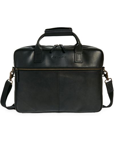 Johnston & Murphy Waxy Leather Briefcase - Black