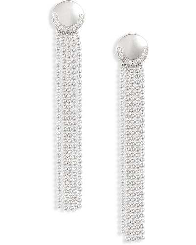 THE KNOTTY ONES Deco Ball & Chain Fringe Drop Earrings - White