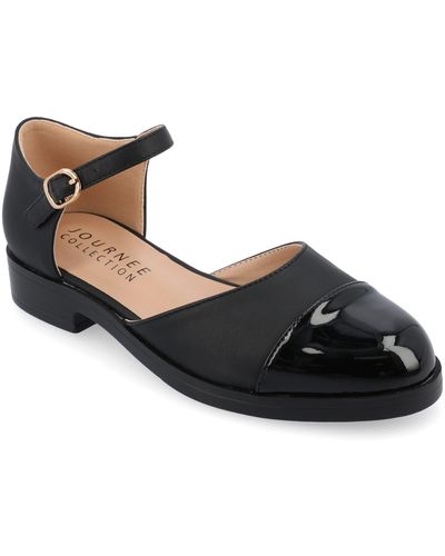 Journee Collection Tesley Cap Toe Mary Jane Flat - Black