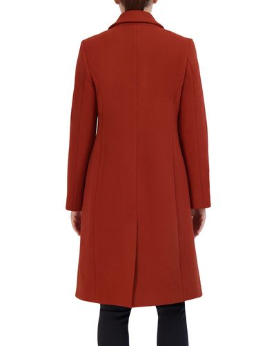 Cole Haan Asymmetric Button Wool Blend Coat - Red