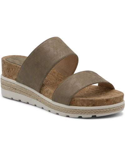 Adrienne Vittadini Cara Platform Slide Sandal - Brown