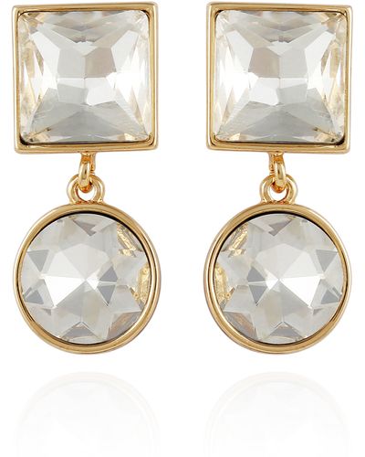 Tahari Bezel Crystal Drop Earrings - White