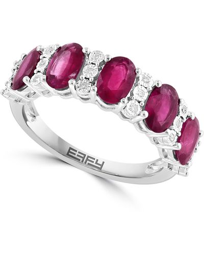 Effy Sterling Silver Diamond Ring - Pink