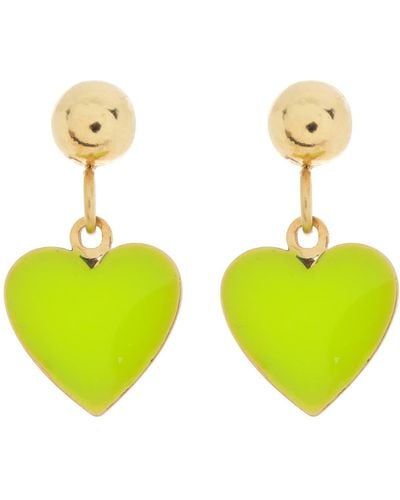 Bony Levy 14k Gold Enamel Heart Drop Earrings - Yellow