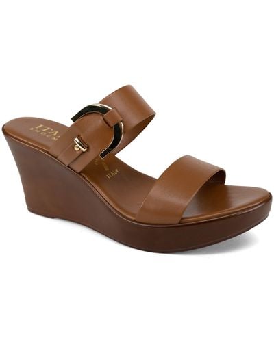 Italian Shoemakers Quincie Slide Wedge Sandal - Brown