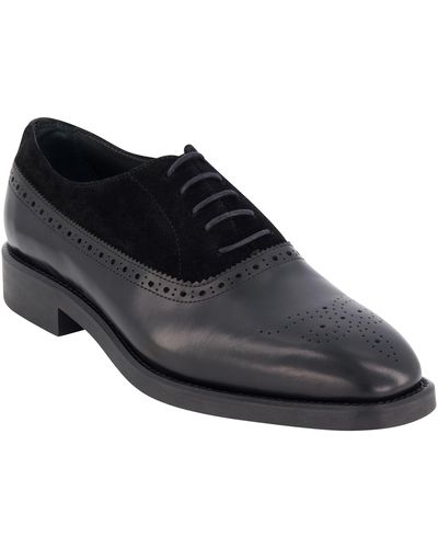 Karl Lagerfeld Leather & Suede Whipstitch Oxford - Black
