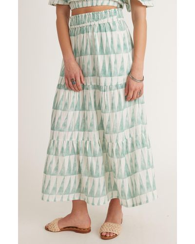 Marine Layer Corinne Geo Print Cotton Gauze Maxi Skirt - Green