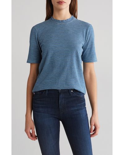 AG Jeans Cone Stripe Cotton T-shirt - Blue