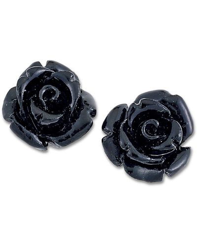 Samuel B. Sterling Silver Black Onyx Rose Stud Earrings