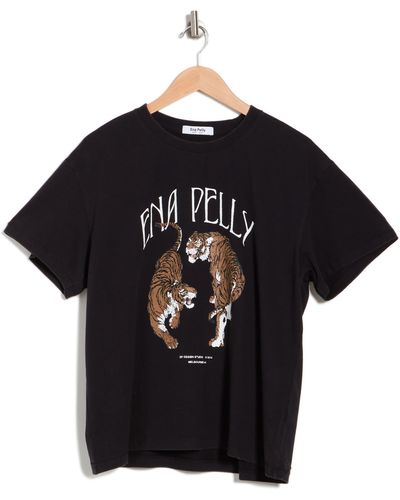ENA PELLY Yin Yang Tiger Graphic T-shirt In Washed Black At Nordstrom Rack