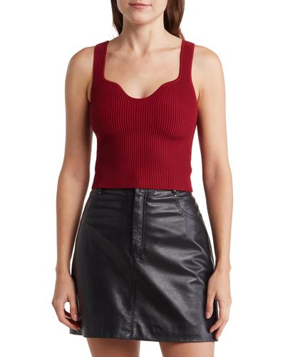 NSR Ribbed Crop Tank Top - Red