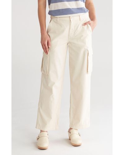 Madewell Garment Dyed Low-slung Straight Leg Cargo Pants - Natural