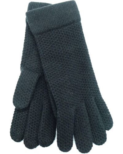 Portolano Cashmere Honeycomb Knit Gloves - Blue