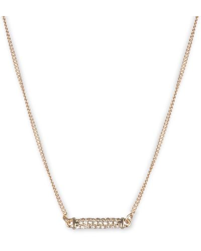 DKNY Crystal Pavé Bar Pendant Necklace - Metallic