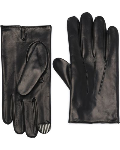 Portolano Cashmere Lined Faux Leather Gloves - Black