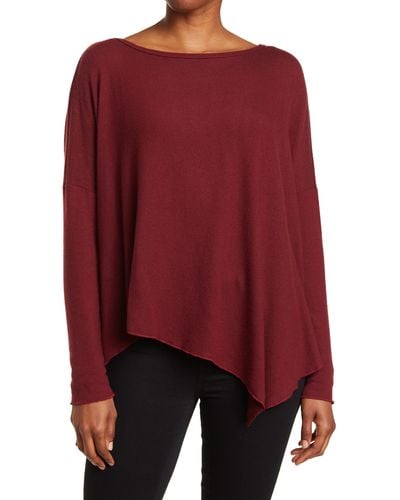 Go Couture Assymetrical Hem Dolman Sleeve Sweater - Red