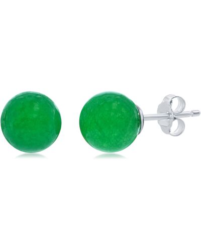 Simona Sterling Silver & Jade Round Stud Earrings - Green