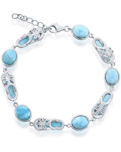 Simona Sterling Silver Larimar Stone Sandal Bracelet - Blue