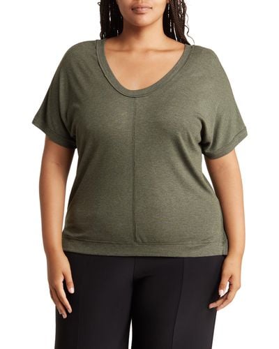 Heather by Bordeaux Ribbed Scoop Neck T-shirt - Green