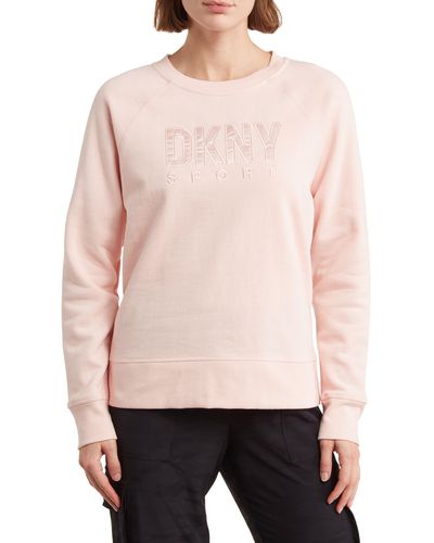 DKNY Satin Appliqué Logo Sweatshirt - Pink