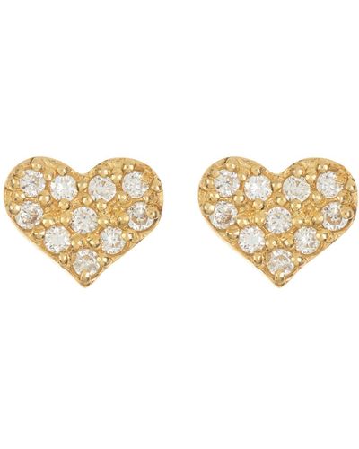 Bony Levy 18k Gold Diamond Heart Stud Earrings - White